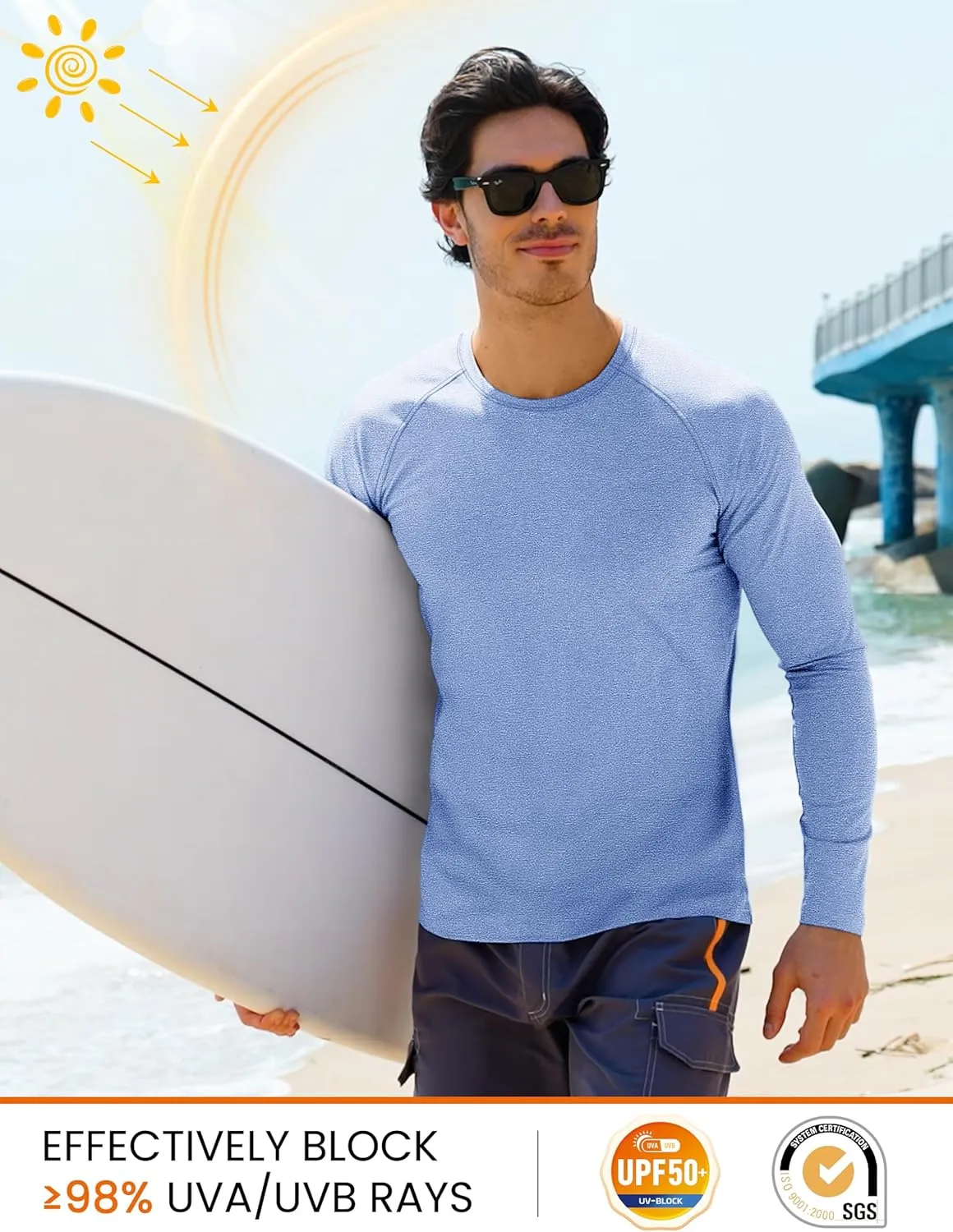 MAGCOMSEN Men's Long Sleeve Shirt Quick Dry UPF 50  Sun Protection Lightweight T-Shirt Athletic Workout Fishing Tee