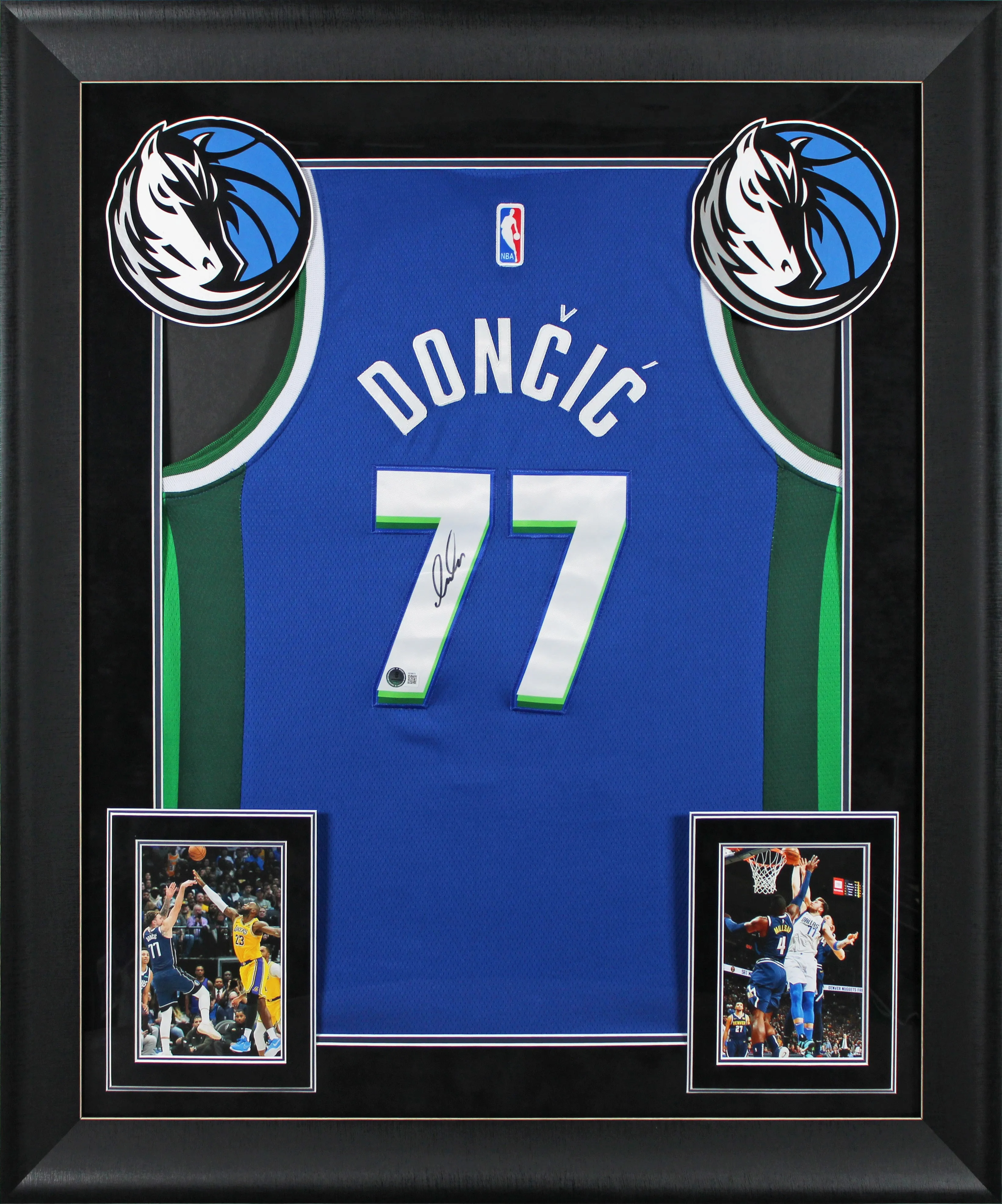 Mavericks Luka Doncic Authentic Signed Blue Nike Framed Jersey BAS #AE09573