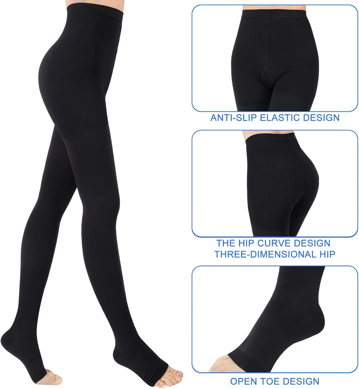 Medical Compression Pantyhose for Women & Men, 20-30mmHg Compression Stockings