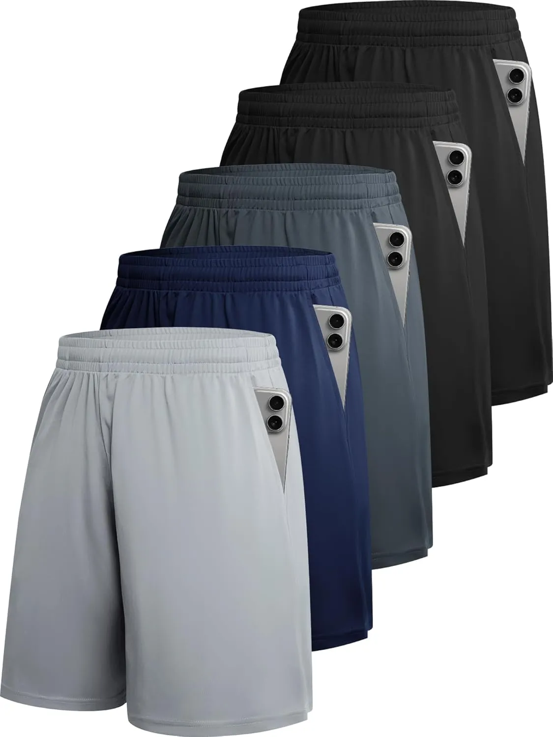 Men Athletic Shorts Inseam 7" Basketball Gym Running Shorts with Pockets and Elastic Waistband Quick Dry