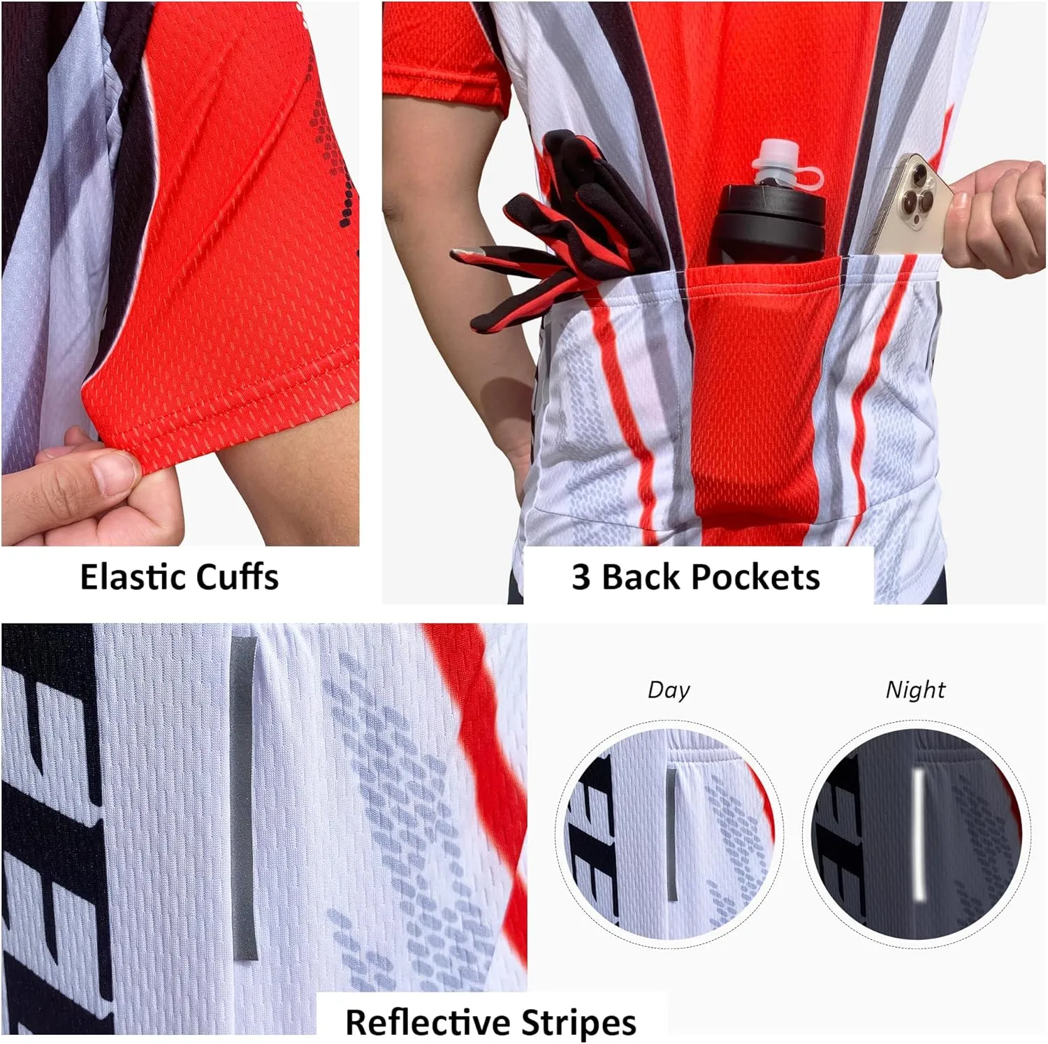 Men Bike Jersey Short Sleeve Road Cycling Shirts Biking Tops Moisture Wicking