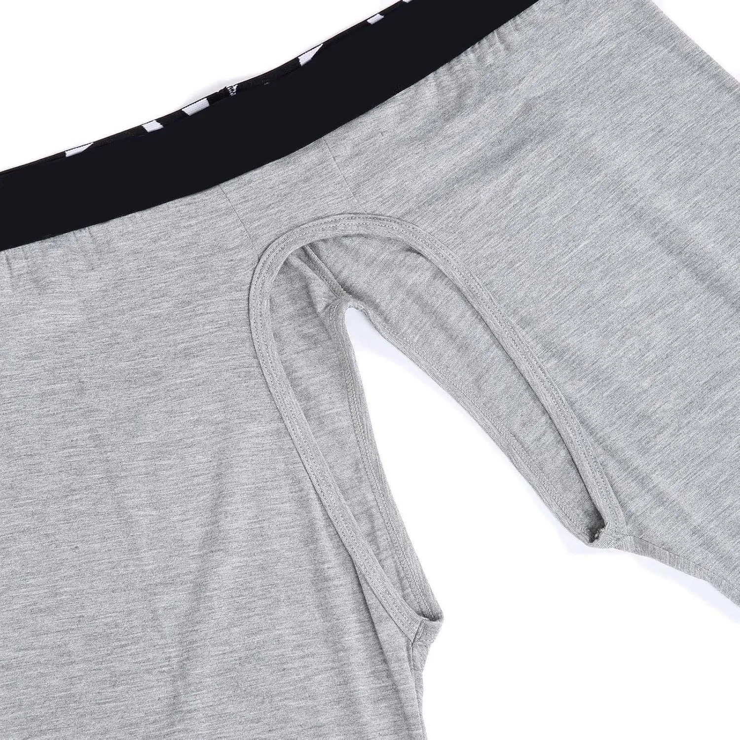 Men Thermal Underwear Bottoms with Open Front Leggings Tights Slim Fit Stretchy Long Johns Compression Pants