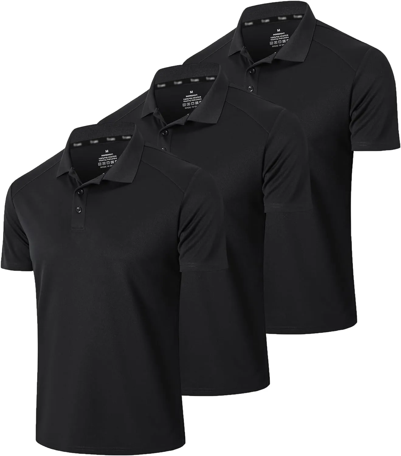 Men’s 3 Pack Polo Shirt Moisture Wicking Quick Dry Performance Athletic Short Sleeve Golf Shirt