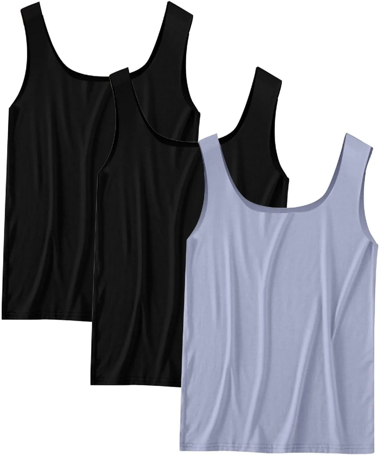 Men's 3 Pack Workout Tank Tops Quick Dry Muscle Sleeveless Shirt Bodybuilding Athletic Summer Running Tee Shirts