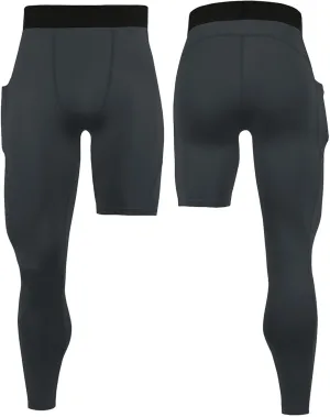 Men's 3/4 One Leg Compression Tights Single Leg Basketball Compression Pants Leggings Base Layer for Athletic Jogger