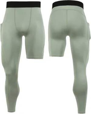 Men's 3/4 One Leg Compression Tights Single Leg Basketball Compression Pants Leggings Base Layer for Athletic Jogger