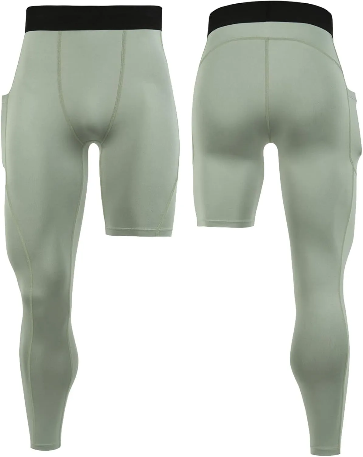 Men's 3/4 One Leg Compression Tights Single Leg Basketball Compression Pants Leggings Base Layer for Athletic Jogger