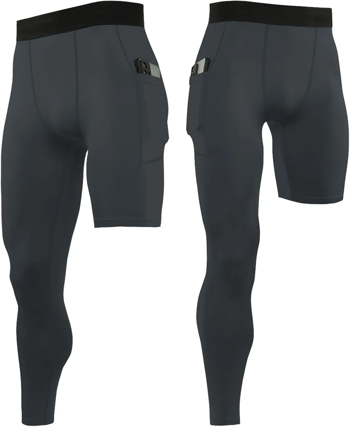 Men's 3/4 One Leg Compression Tights Single Leg Basketball Compression Pants Leggings Base Layer for Athletic Jogger