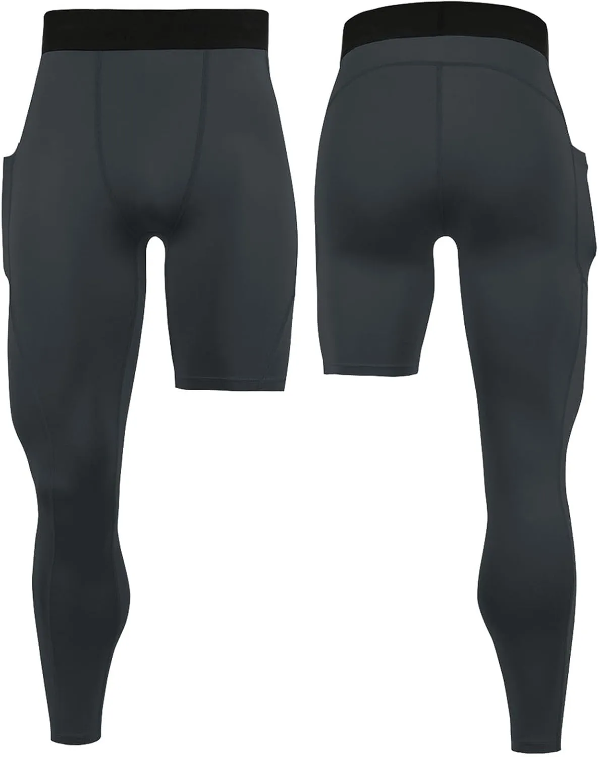 Men's 3/4 One Leg Compression Tights Single Leg Basketball Compression Pants Leggings Base Layer for Athletic Jogger