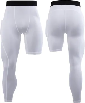 Men's 3/4 One Leg Compression Tights Single Leg Basketball Compression Pants Leggings Base Layer for Athletic Jogger