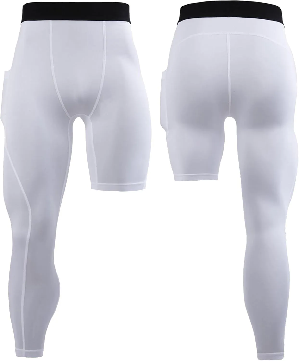 Men's 3/4 One Leg Compression Tights Single Leg Basketball Compression Pants Leggings Base Layer for Athletic Jogger