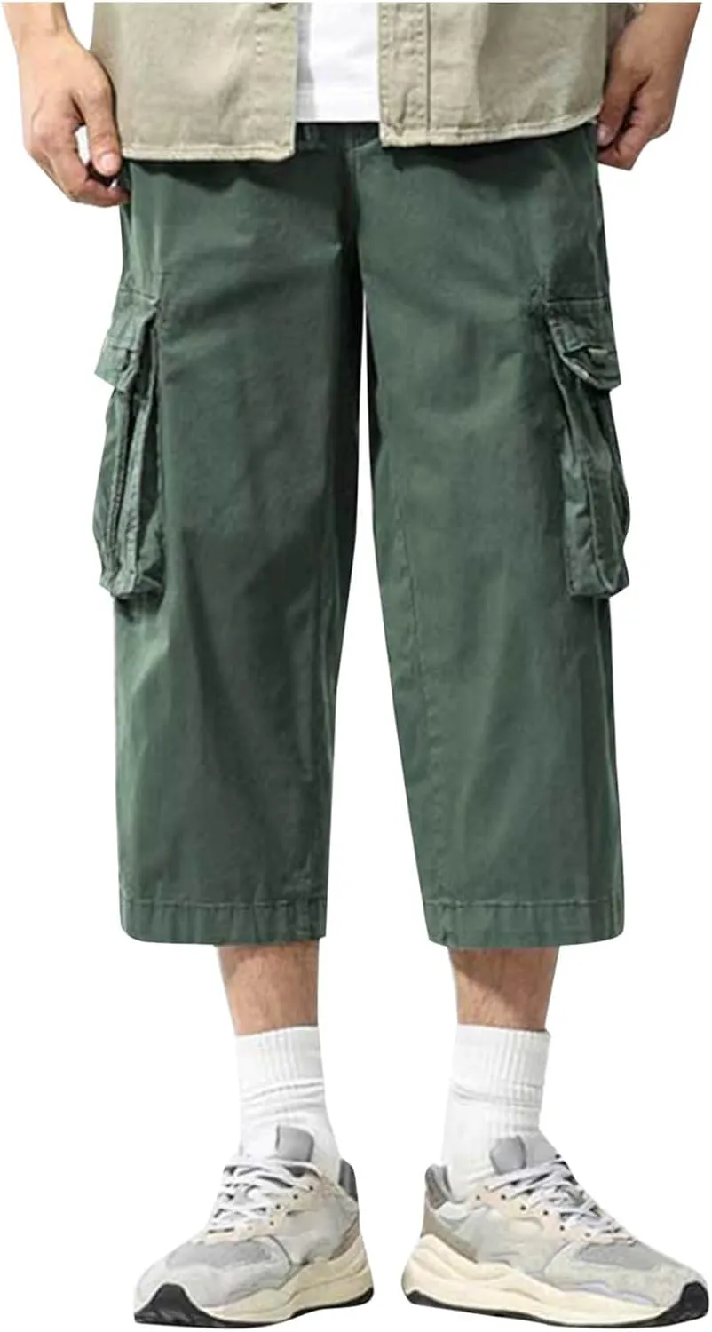 Men's Athletic Cargo Shorts Quick Dry with Zipper Pockets Gym Running Elastic Lightweight Casual Outdoor Trunks