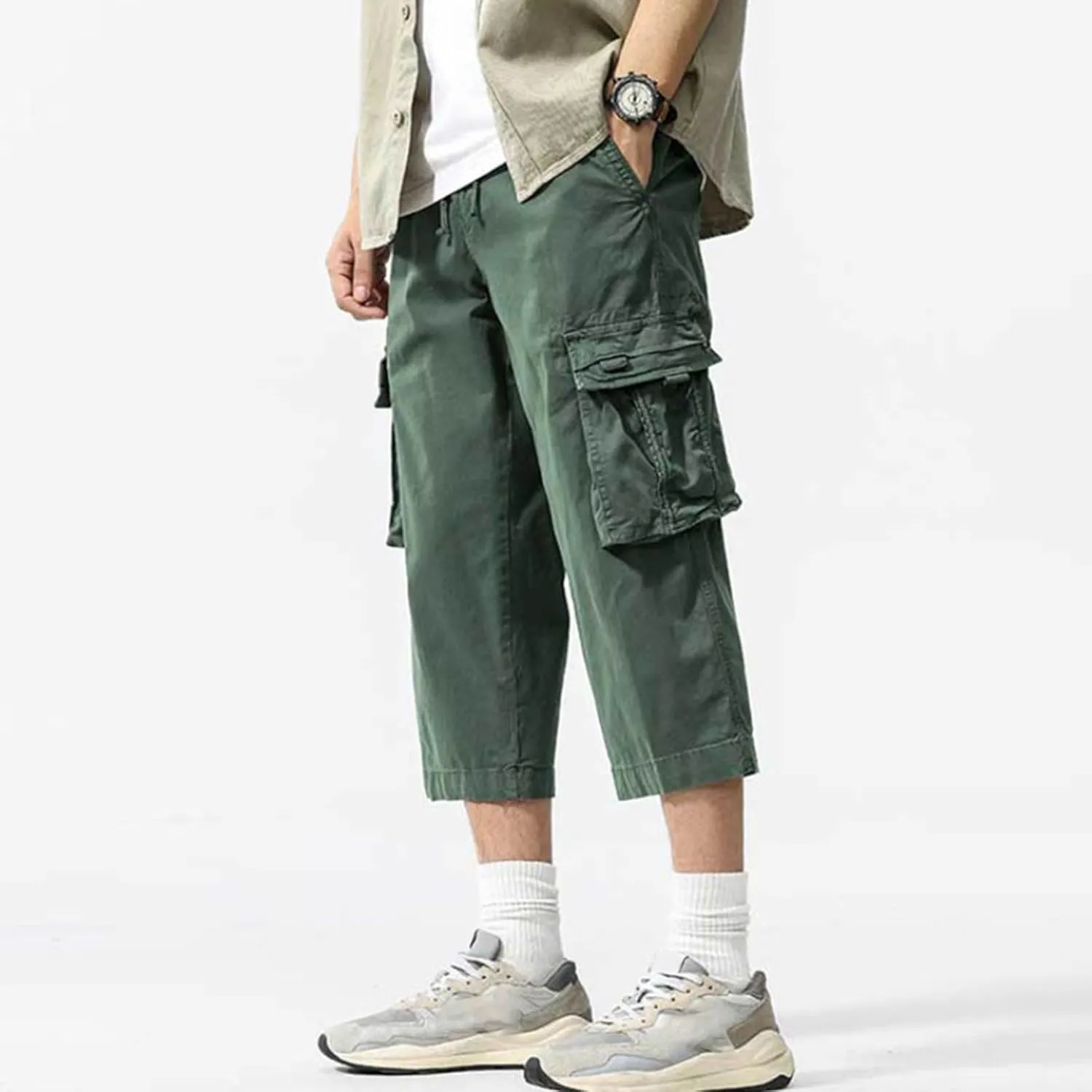 Men's Athletic Cargo Shorts Quick Dry with Zipper Pockets Gym Running Elastic Lightweight Casual Outdoor Trunks