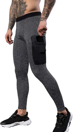 Mens Baseball Pants with Pocket High Waist Stretchy Workout Quick Dry Sports Athletic Leggings Compression Pants