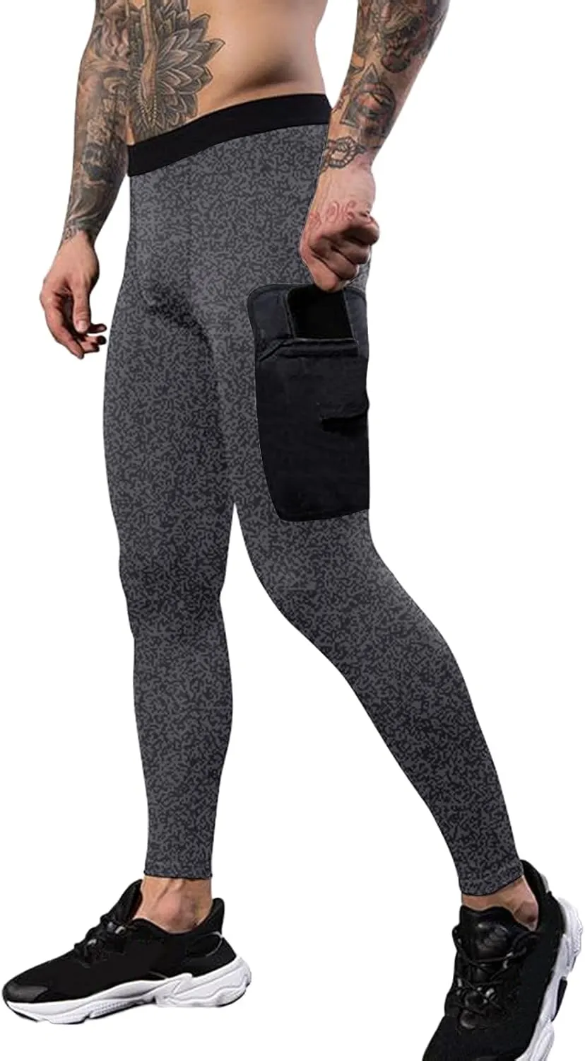 Mens Baseball Pants with Pocket High Waist Stretchy Workout Quick Dry Sports Athletic Leggings Compression Pants