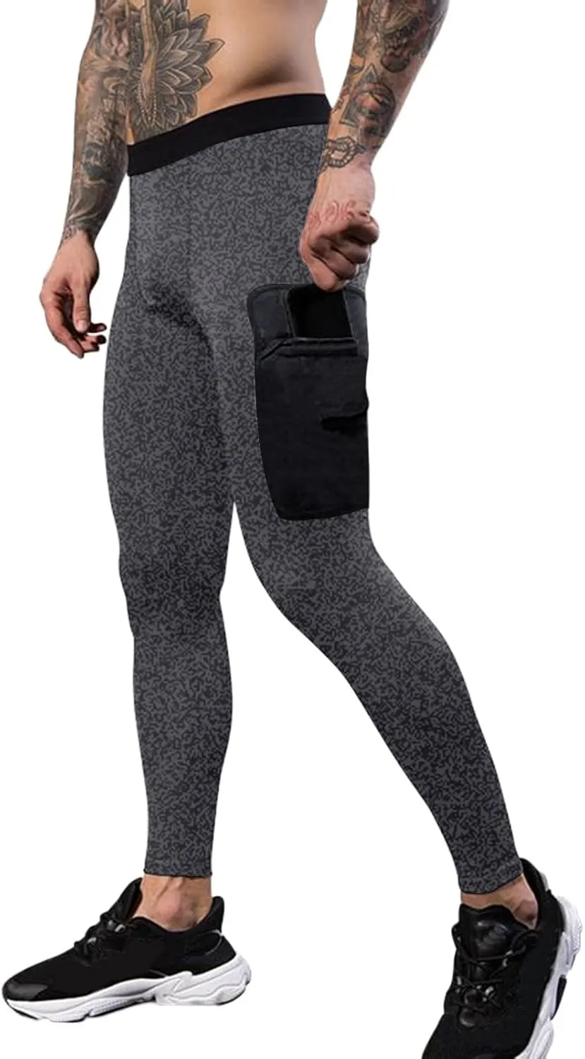 Mens Baseball Pants with Pocket High Waist Stretchy Workout Quick Dry Sports Athletic Leggings Compression Pants