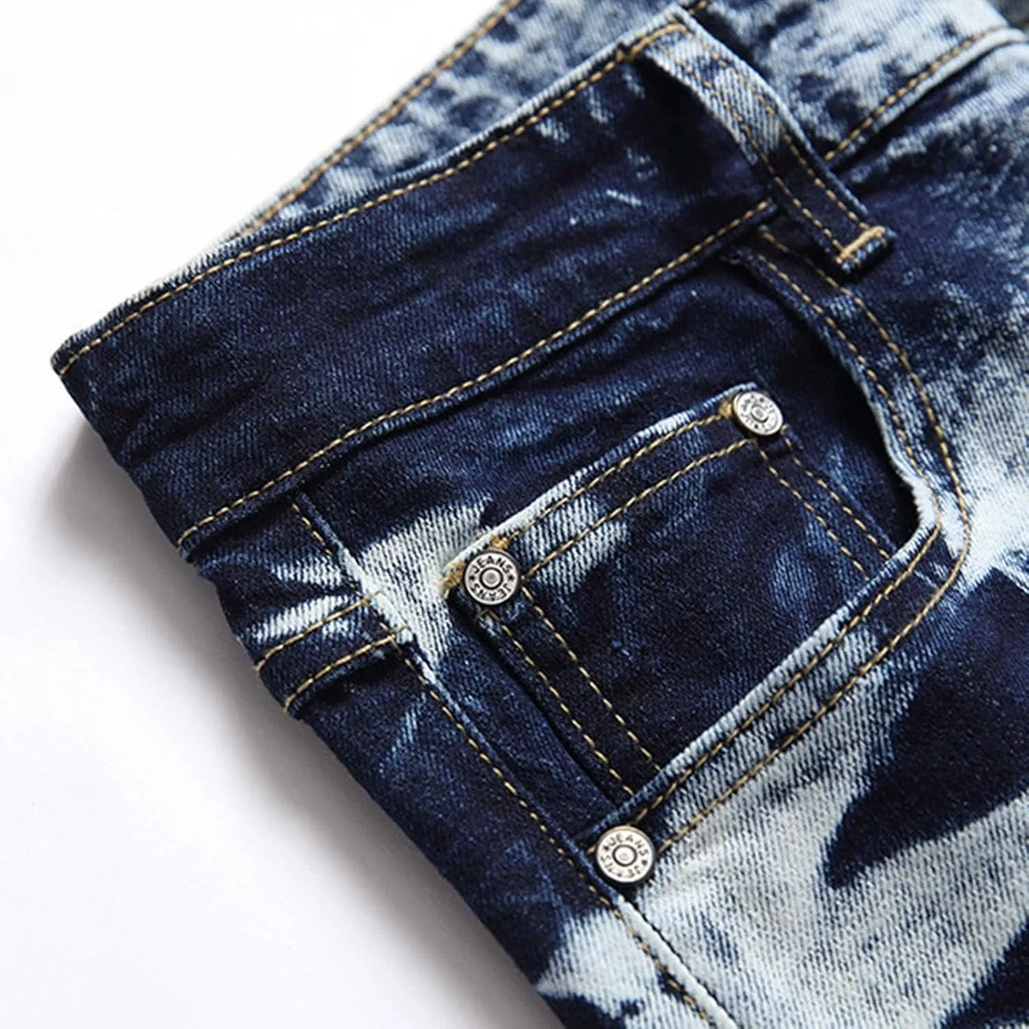 Mens Casual Washed Jeans Retro Ripped Relaxed Fit Distressed Denim Pants Street Style Fashion Straight Leg Jeans