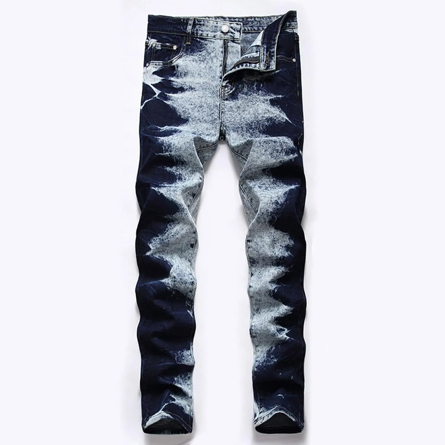 Mens Casual Washed Jeans Retro Ripped Relaxed Fit Distressed Denim Pants Street Style Fashion Straight Leg Jeans