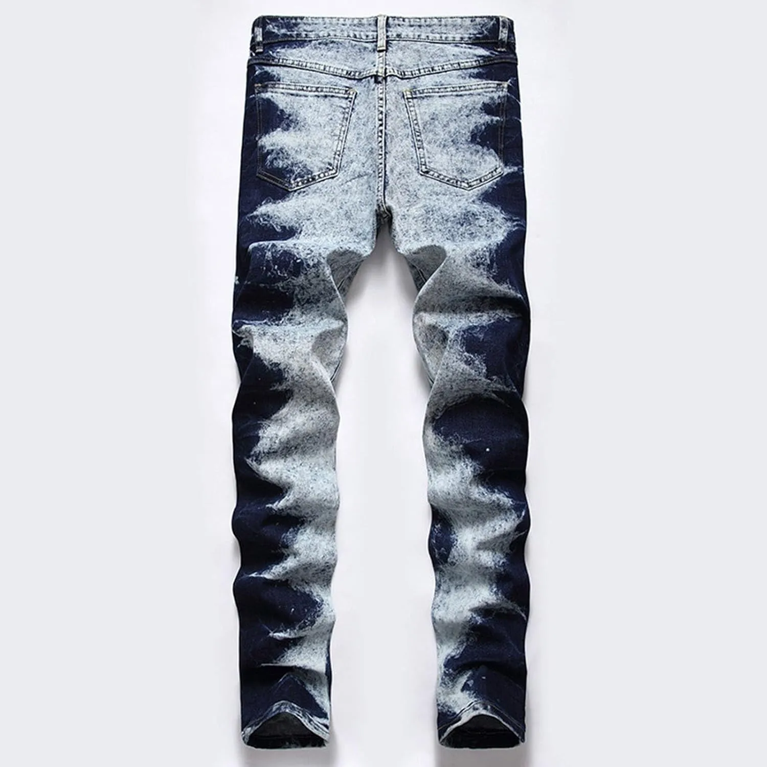 Mens Casual Washed Jeans Retro Ripped Relaxed Fit Distressed Denim Pants Street Style Fashion Straight Leg Jeans
