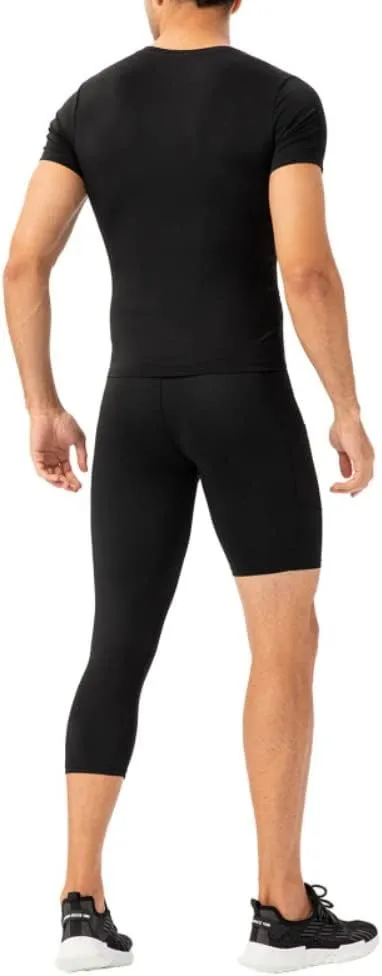 Men's Compression Pants One Leg Compression Tights for Basketball Capri 3/4 Athletic Leggings Cool Dry Baselayer
