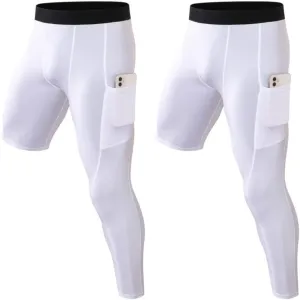 Men's Compression Pants One Leg Compression Tights for Basketball Capri 3/4 Athletic Leggings Cool Dry Baselayer