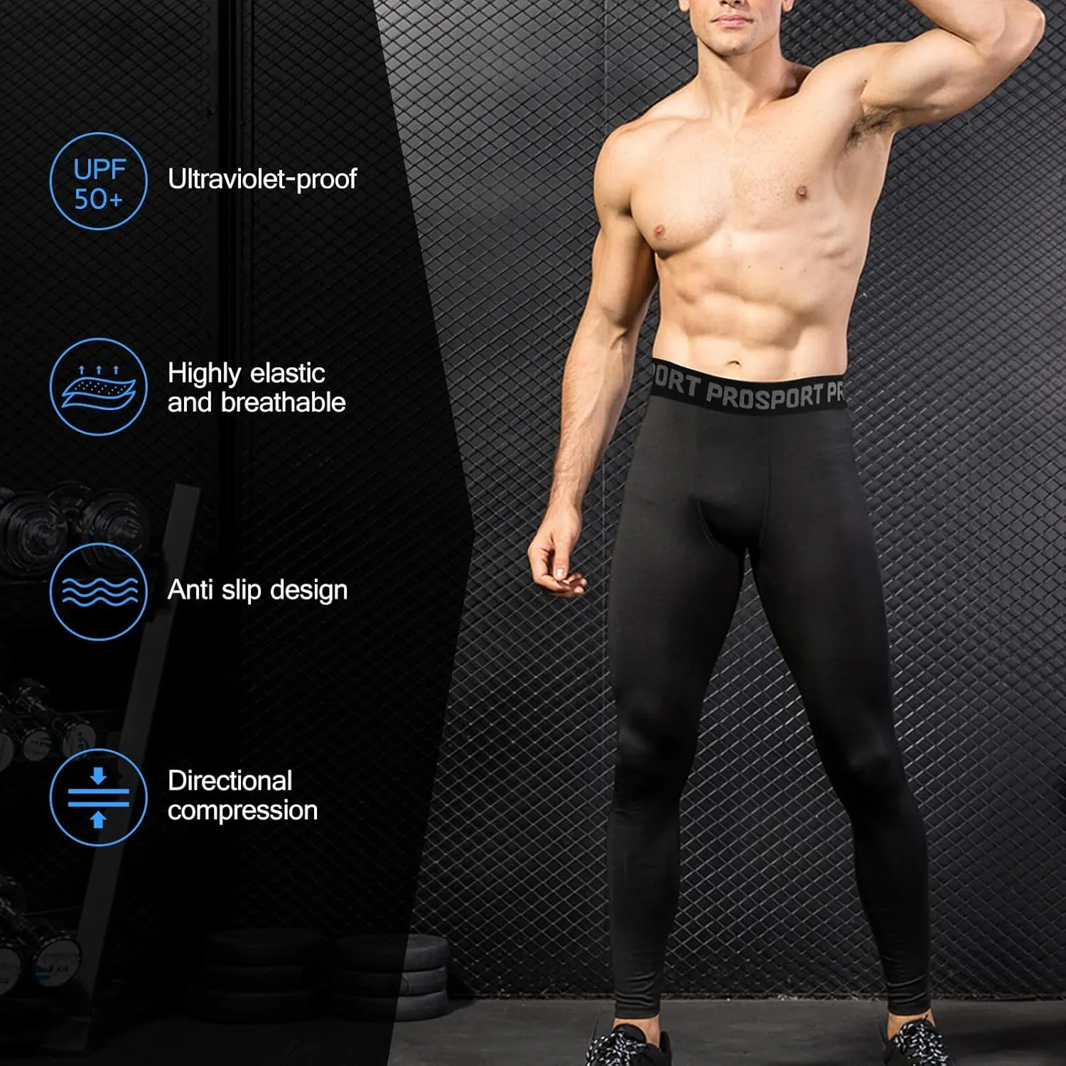 Men's Compression Pants One Leg Compression Tights for Basketball Capri 3/4 Athletic Leggings Cool Dry Baselayer