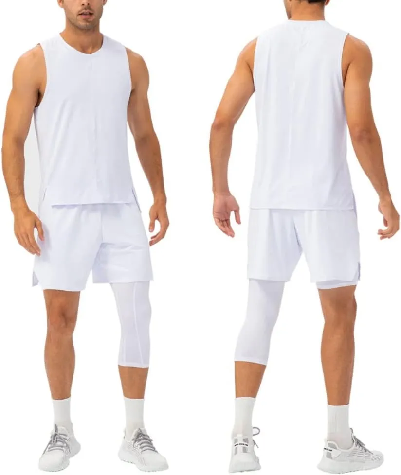 Men's Compression Pants One Leg Compression Tights for Basketball Capri 3/4 Athletic Leggings Cool Dry Baselayer
