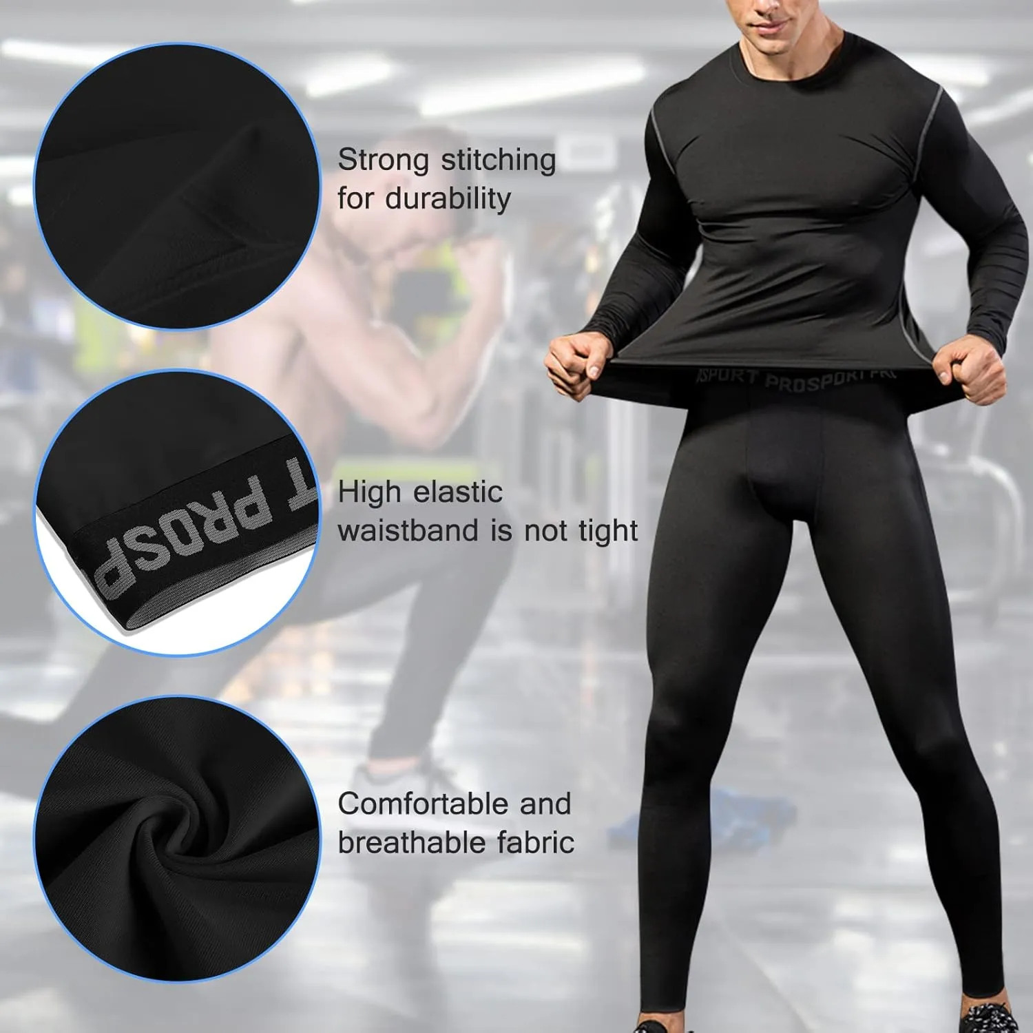 Men's Compression Pants One Leg Compression Tights for Basketball Capri 3/4 Athletic Leggings Cool Dry Baselayer