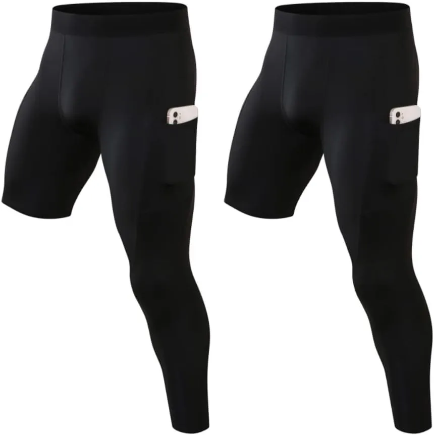Men's Compression Pants One Leg Compression Tights for Basketball Capri 3/4 Athletic Leggings Cool Dry Baselayer