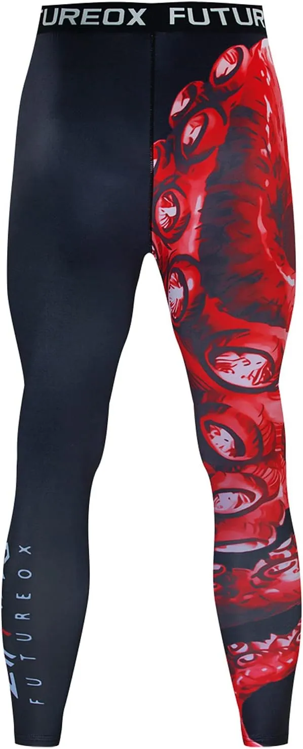 Mens Compression Pants Stretchy Seamless Sports Running Gym Leggings Graphic Athletic Quick Dry Tights Breathable