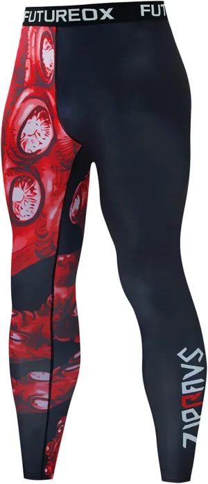 Mens Compression Pants Stretchy Seamless Sports Running Gym Leggings Graphic Athletic Quick Dry Tights Breathable