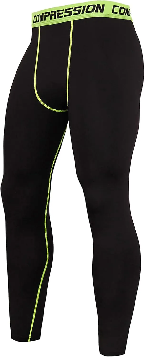 Mens Compression Pants Tall Quick Dry Seamless Stretchy Running Leggings Slim Workout Sports Gym Compression Pants