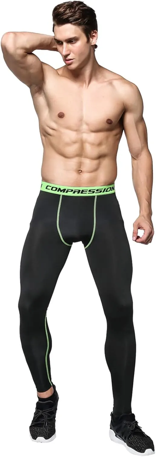 Mens Compression Pants Tall Quick Dry Seamless Stretchy Running Leggings Slim Workout Sports Gym Compression Pants