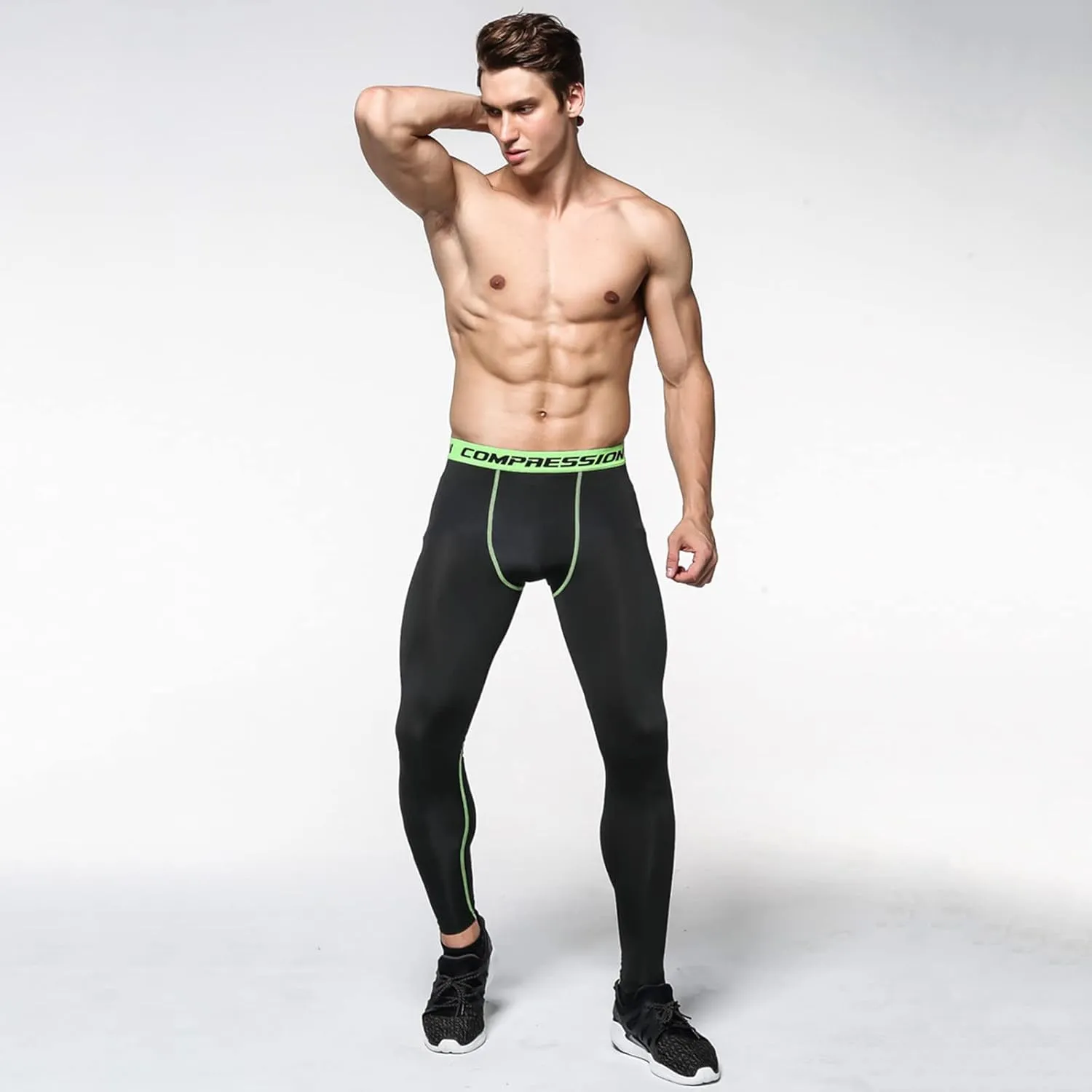 Mens Compression Pants Tall Quick Dry Seamless Stretchy Running Leggings Slim Workout Sports Gym Compression Pants