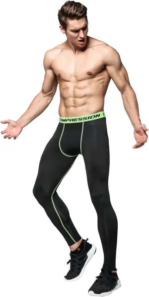 Mens Compression Pants Tall Quick Dry Seamless Stretchy Running Leggings Slim Workout Sports Gym Compression Pants