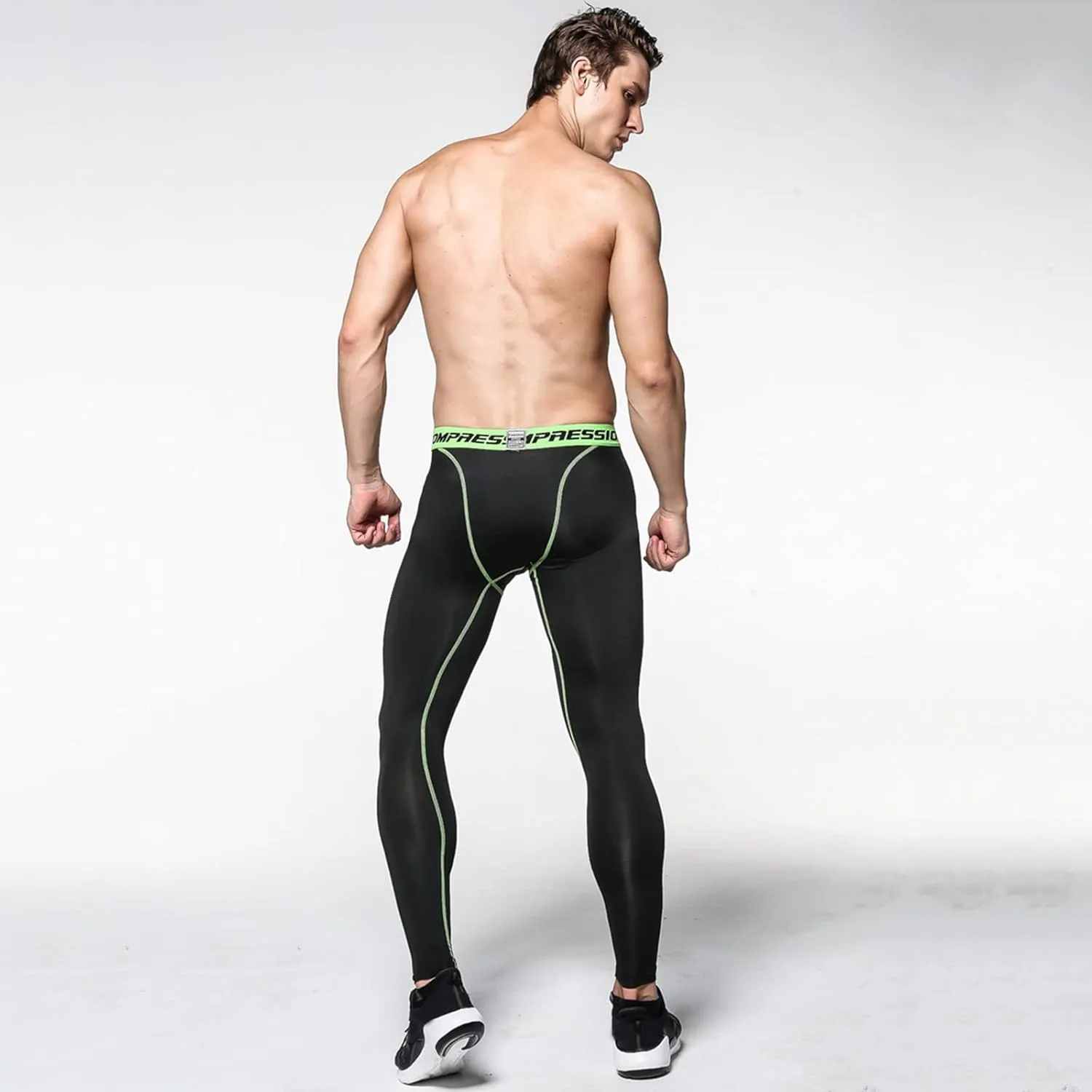 Mens Compression Pants Tall Quick Dry Seamless Stretchy Running Leggings Slim Workout Sports Gym Compression Pants