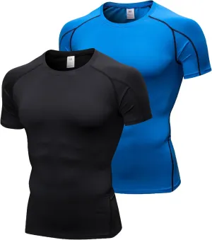 Men's Compression Shirts Short Sleeve Athletic Compression Tops Cool Dry Workout T Shirt Sports Base Layer Undershirt