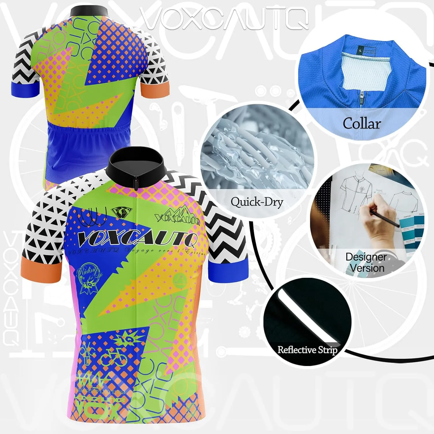 Men's Cycling Jersey Short Sleeve Set Cycling Jersey 3 Pockets Reflective Bicycle Jacket Quick Dry