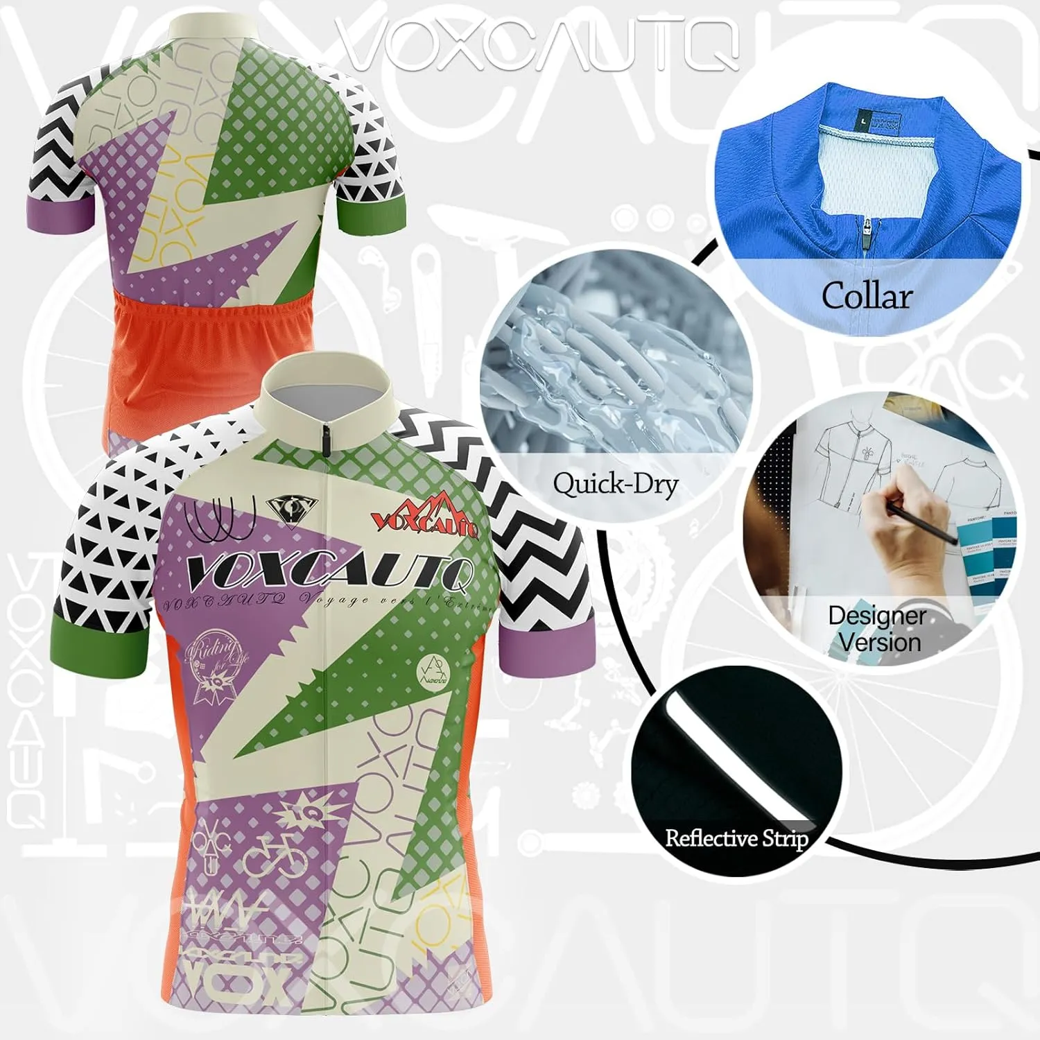 Men's Cycling Jersey Short Sleeve Set Cycling Jersey 3 Pockets Reflective Bicycle Jacket Quick Dry