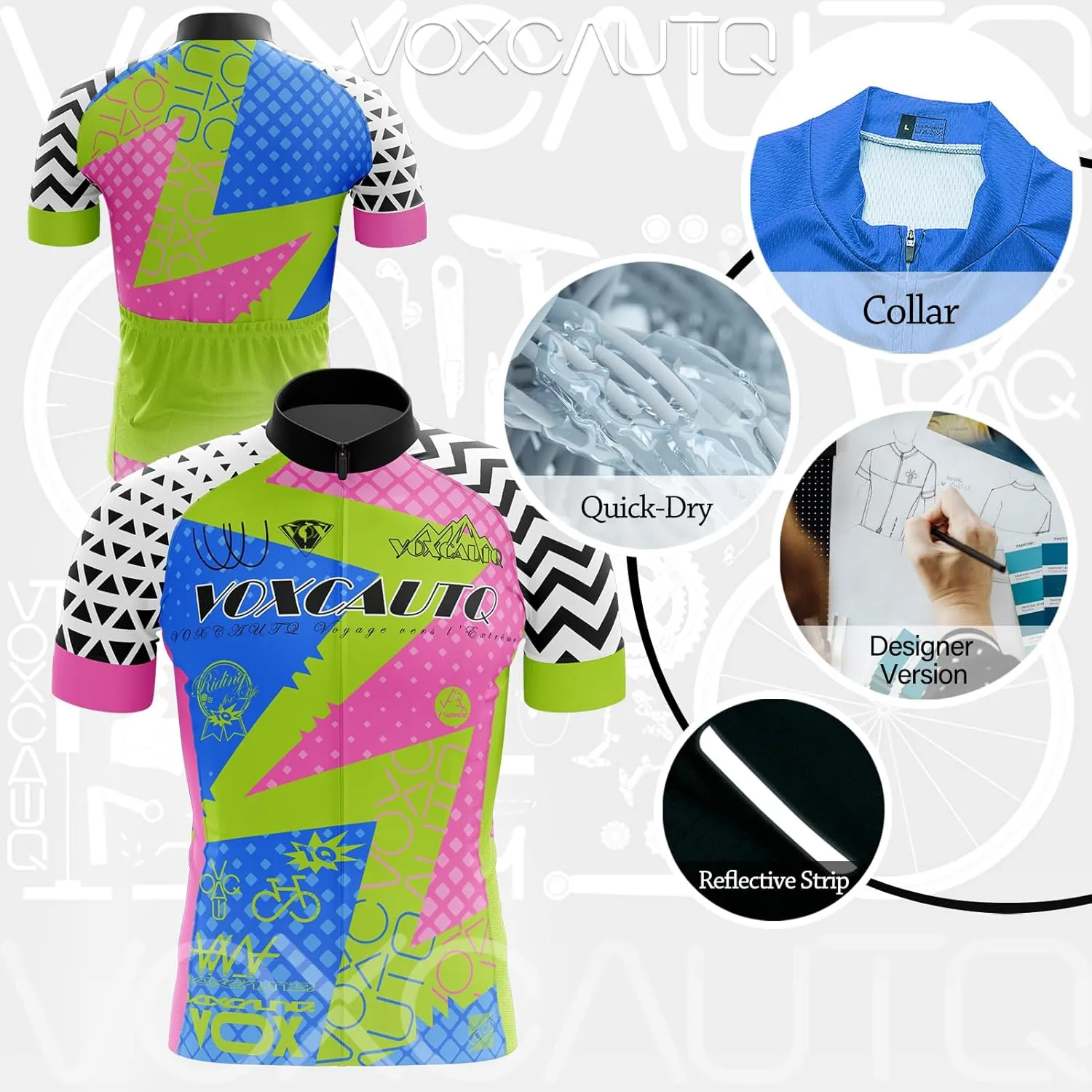 Men's Cycling Jersey Short Sleeve Set Cycling Jersey 3 Pockets Reflective Bicycle Jacket Quick Dry