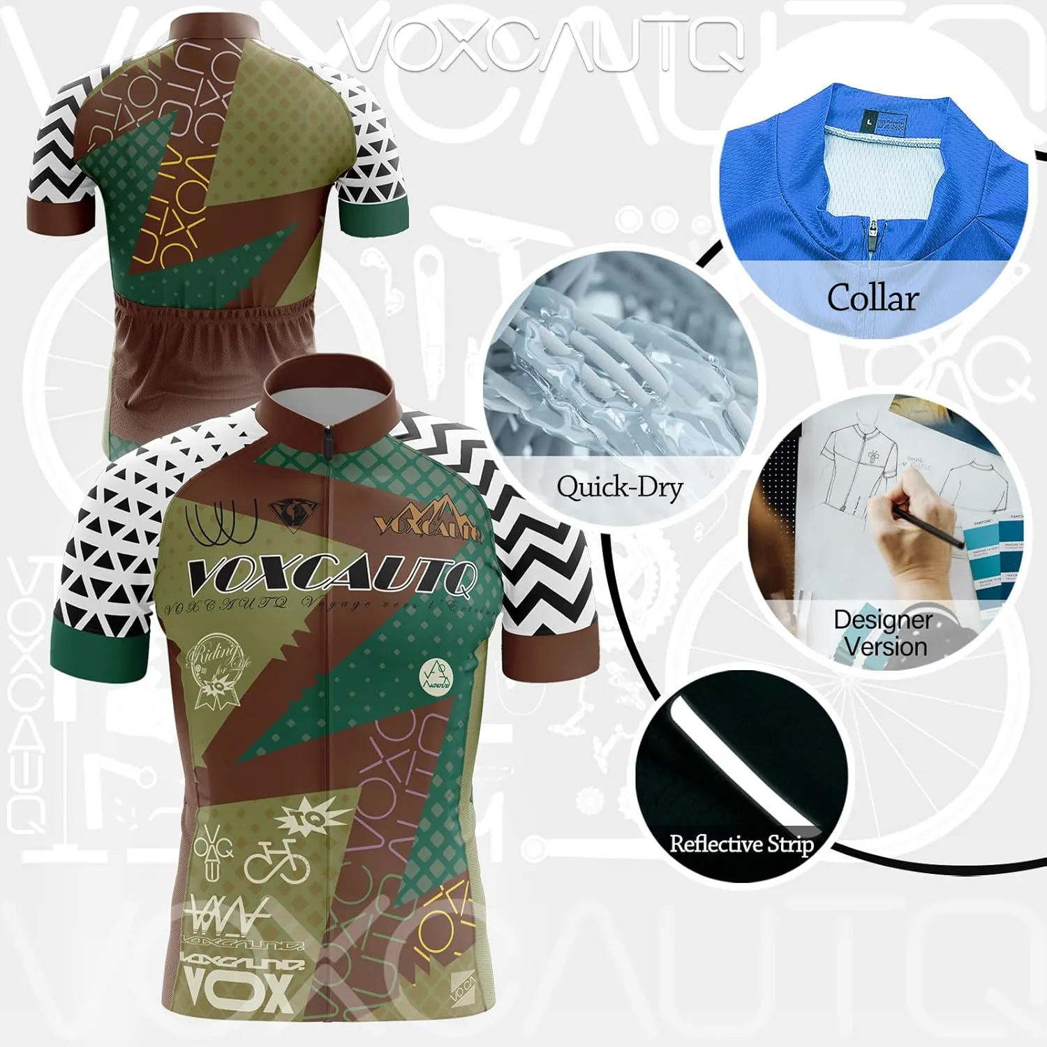 Men's Cycling Jersey Short Sleeve Set Cycling Jersey 3 Pockets Reflective Bicycle Jacket Quick Dry