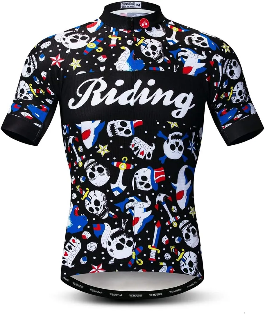 Men's Cycling Jerseys Tops Biking Shirts Short Sleeve Full Zipper Bike Clothing