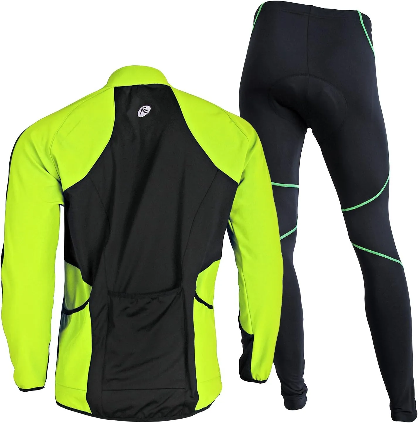 Mens Cycling Suit Windproof Winter Thermal Fleece Sportswear Clothing Set Riding Jersey Jacket & 3D Padded Pants Trousers