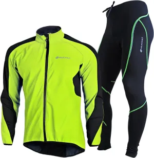 Mens Cycling Suit Windproof Winter Thermal Fleece Sportswear Clothing Set Riding Jersey Jacket & 3D Padded Pants Trousers