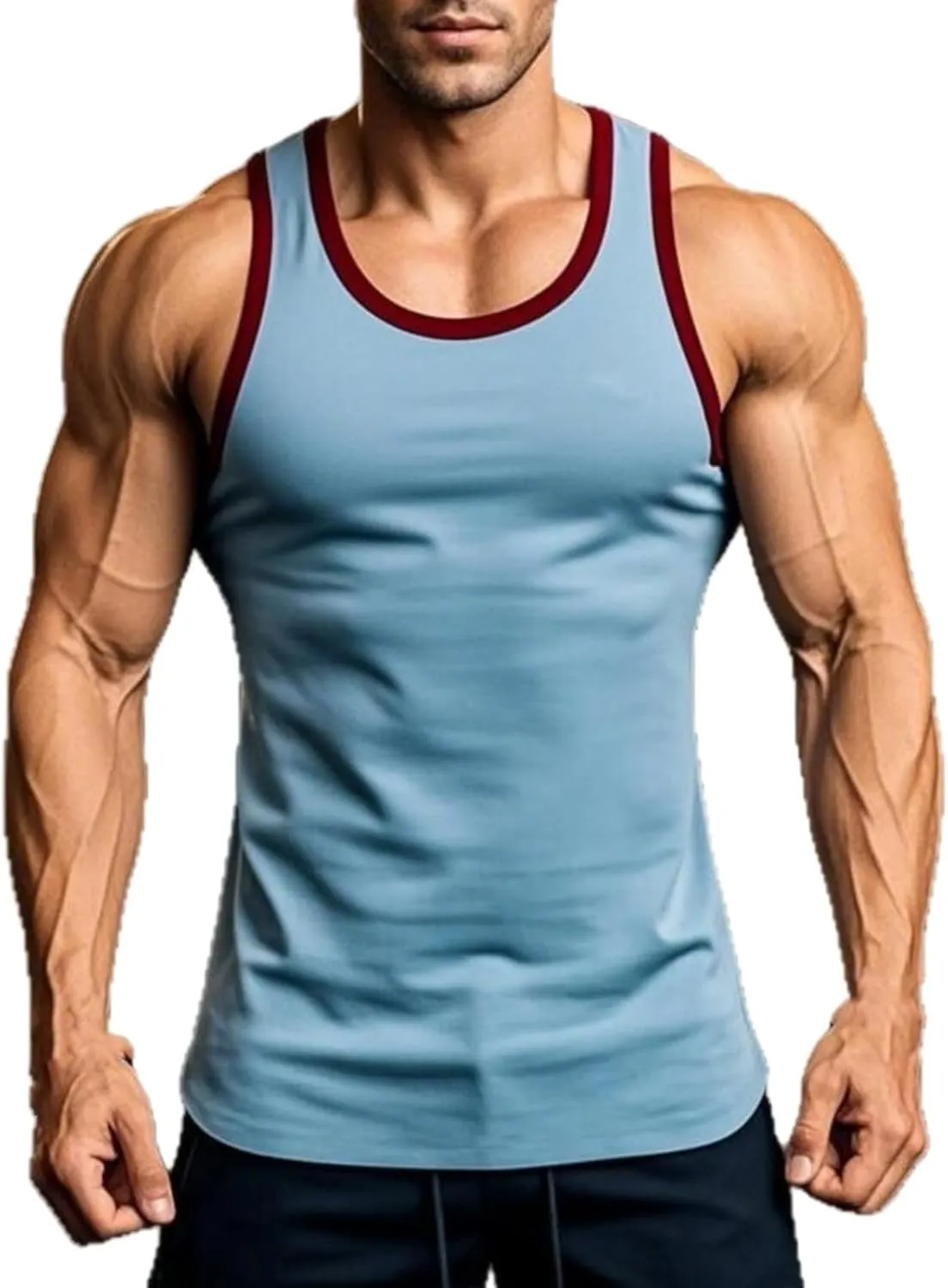 Mens Gym Muscle Tank Tops Low Cut Sleeveless Basketball Undershirt Lightweight Quick Dry Workout T-Shirts for Running