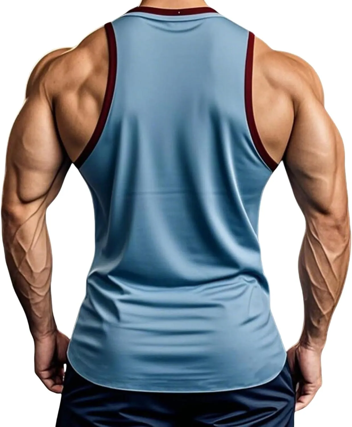 Mens Gym Muscle Tank Tops Low Cut Sleeveless Basketball Undershirt Lightweight Quick Dry Workout T-Shirts for Running