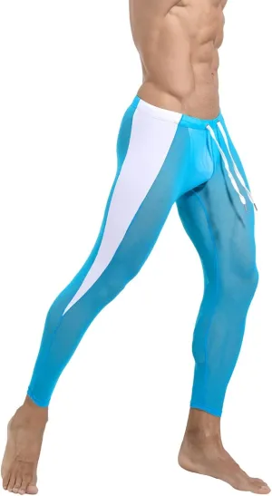 Men's Hiking Pants Mesh Sheer Breathable See Through Stretchy Drawstring Elastic Tights Workout Gym Compression Pants