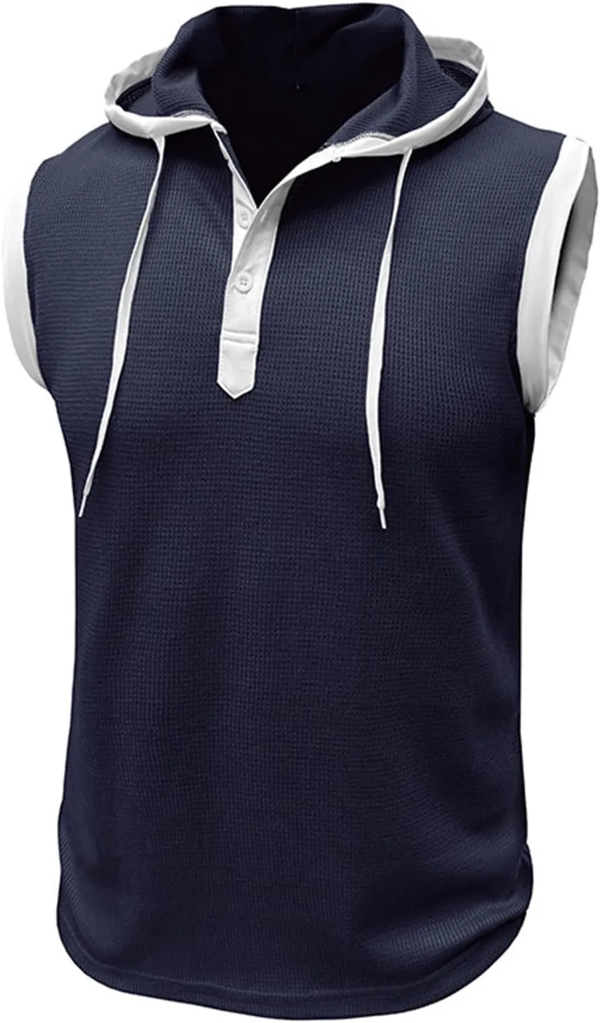 Men's Hooded Tank Tops Workout Sleeveless Hoodies Tee Shirt Muscle Athletic Gym Running Beach Tanks for Men Quick Dry