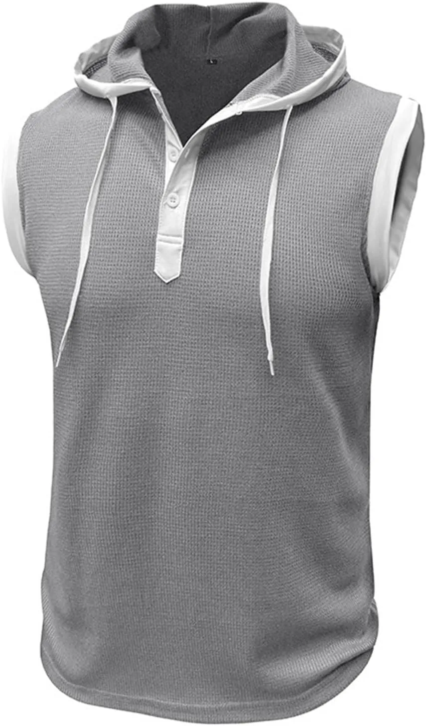 Men's Hooded Tank Tops Workout Sleeveless Hoodies Tee Shirt Muscle Athletic Gym Running Beach Tanks for Men Quick Dry