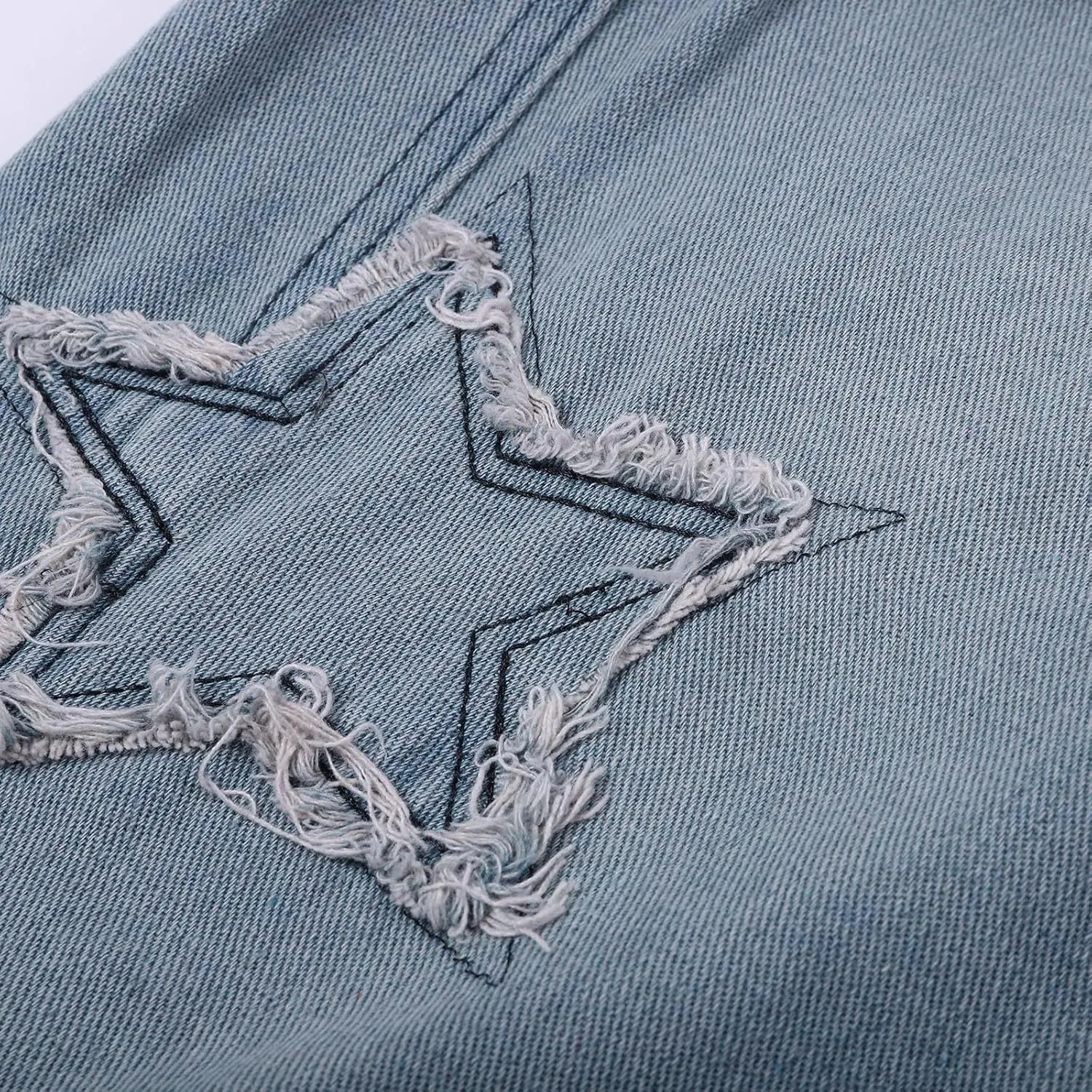 Men's Jeans Star Embroidery Wide Leg Pants Relaxed Fit Comfortable Street Style Lightweight Fashionable Casual Jeans